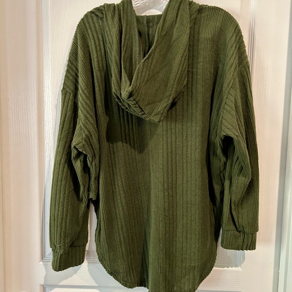 Olive Green Ribbed Knit Sweater and Pants Lounge Set - Picture 3 of 4
